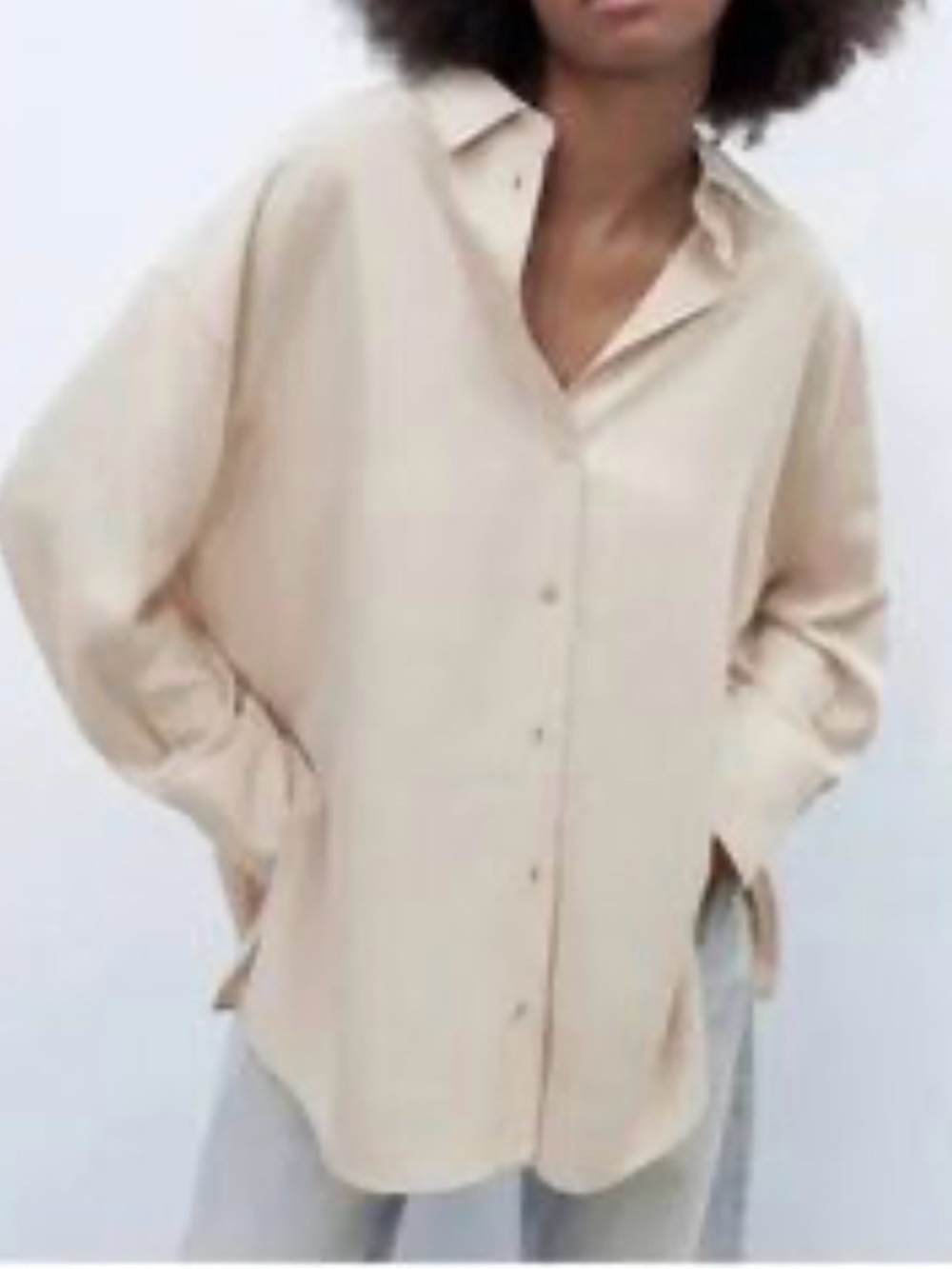 Oversized Cream Button-Down Shirt